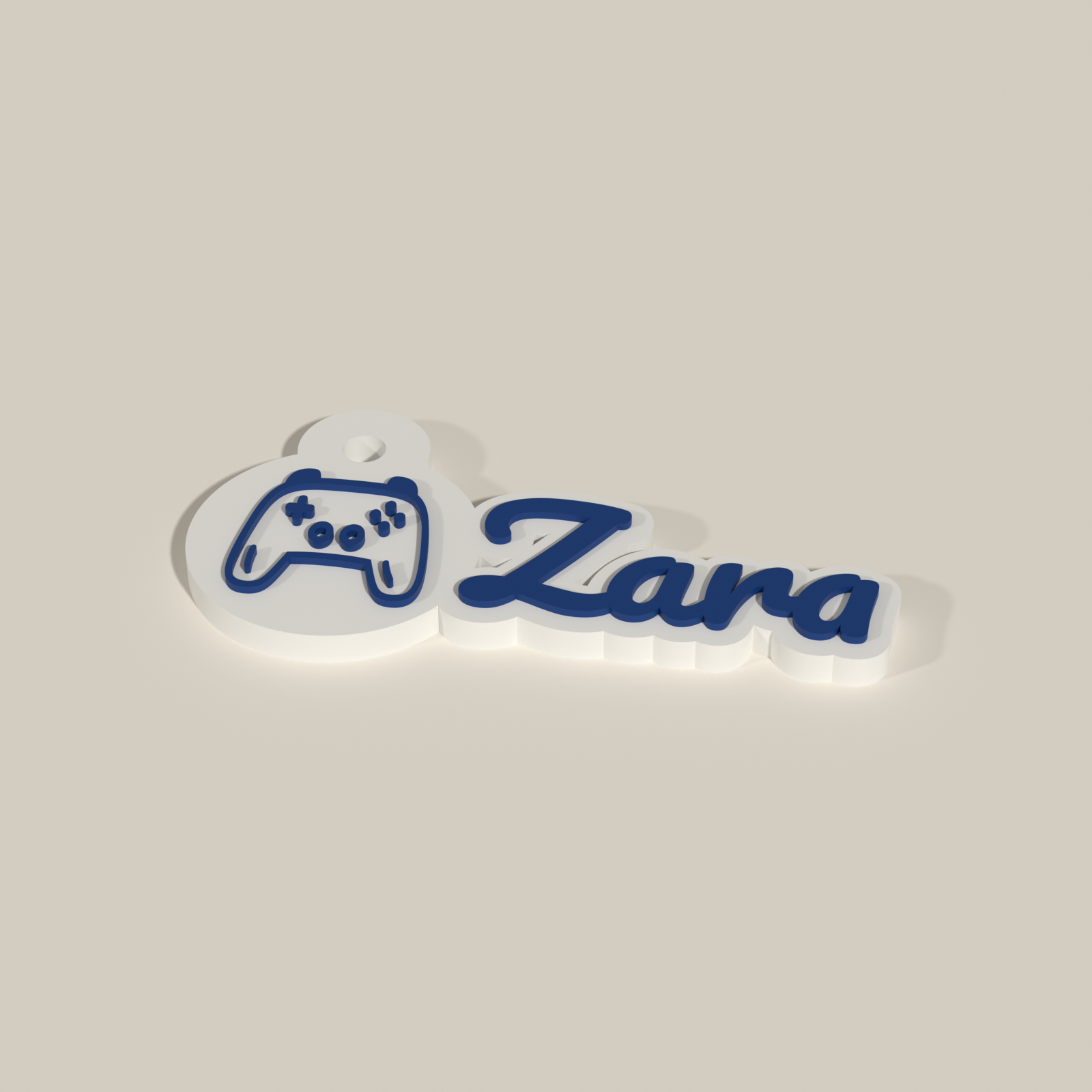 NFC Name Keychain — Cool White / Royal Blue