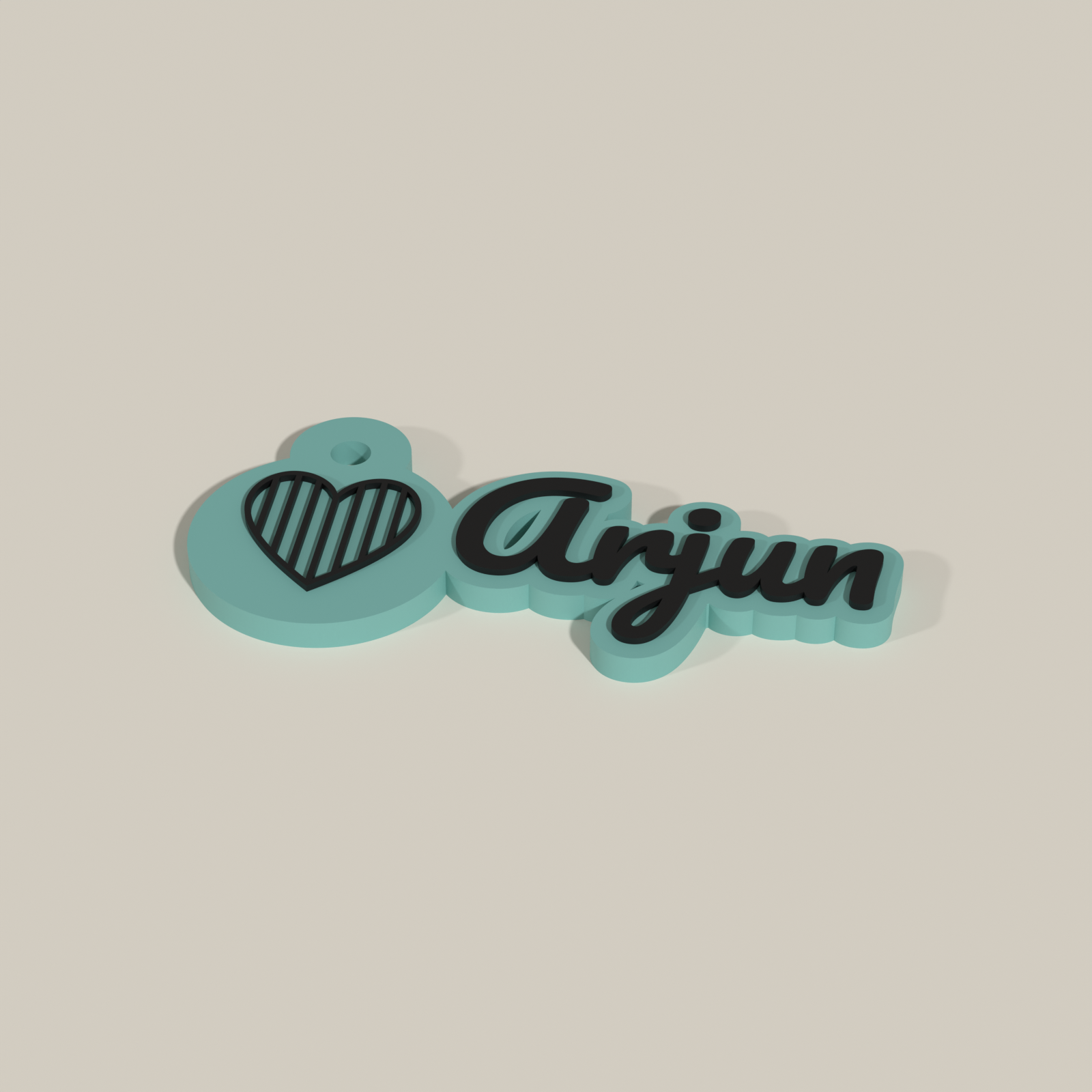 NFC Name Keychain — Teal Blue / Black