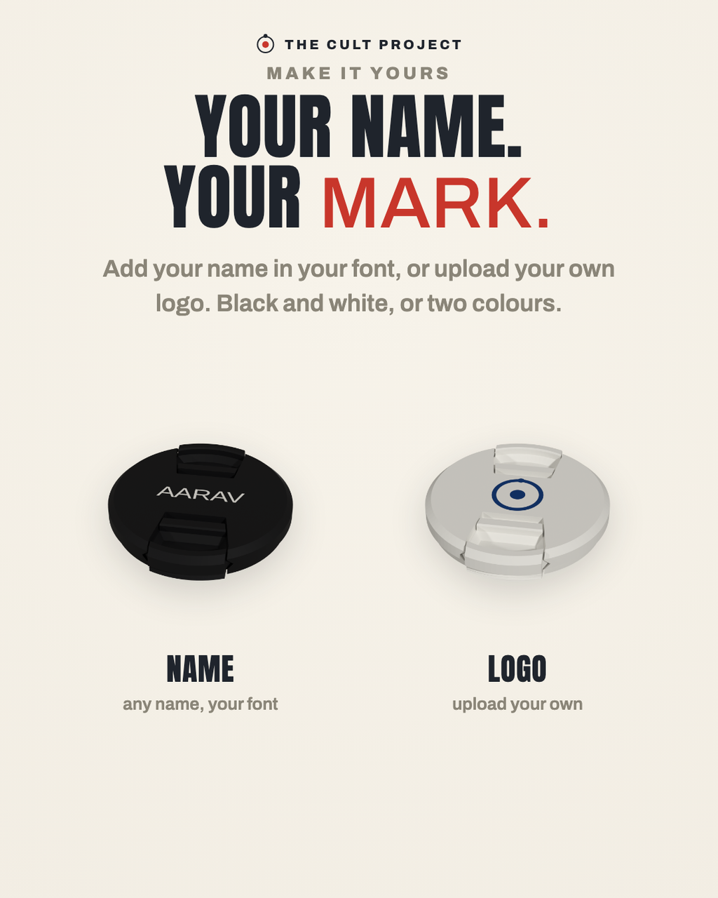 Add your name or your own logo